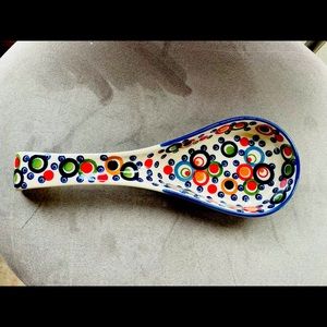 Ceramic spoon rest, handmade polish pottery